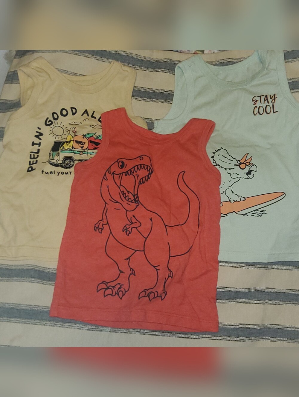 Garanimals  Set Of 3 Summer Tank Tops, Gender Neutral, Red, Yellow, Green, 18 Mo